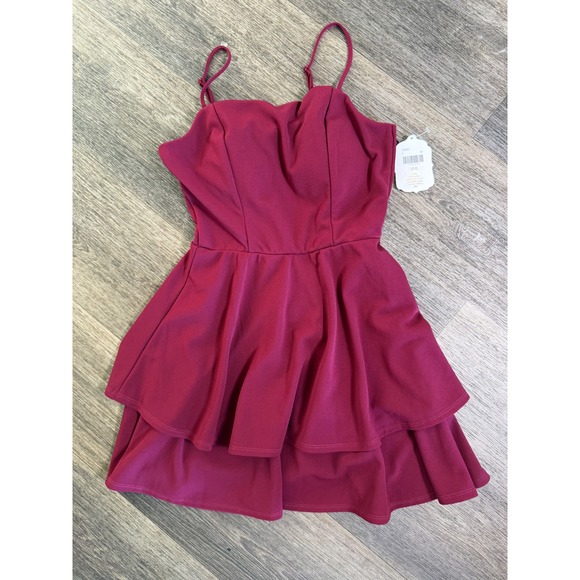 Altar'd State Dresses & Skirts - Altar'd State Wine Burgundy Tiered Mini Dress Bow Back Cutout NWT Size Medium